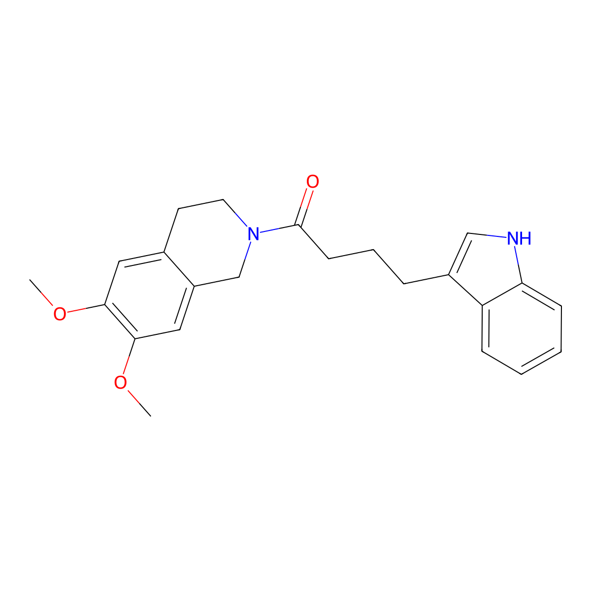 1-(6,7-dimethoxy-3,4-dihydroisoquinolin-2(1H)-yl)-4-(1H-indol-3-yl)butan-1-one molecular structure, CAS 1182329-12-9