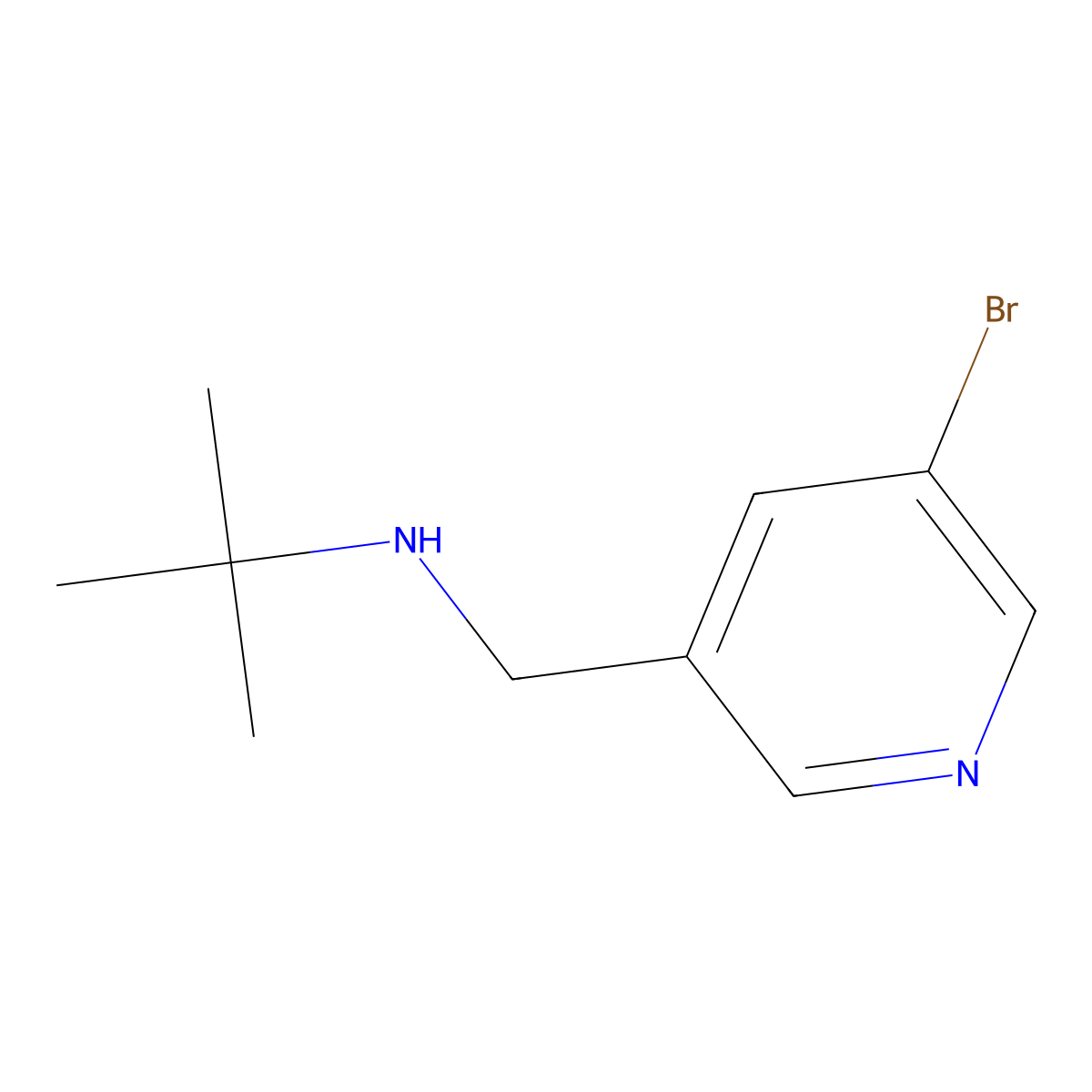 N-((5-bromopyridin-3-yl)methyl)-2-methylpropan-2-amine molecular structure, CAS 1182425-71-3