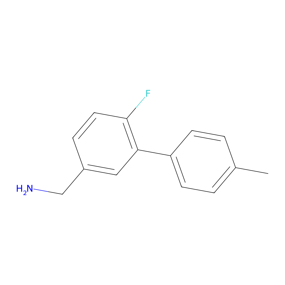 (6-Fluoro-4'-methyl-[1,1'-biphenyl]-3-yl)methanamine molecular structure, CAS 1182427-48-0