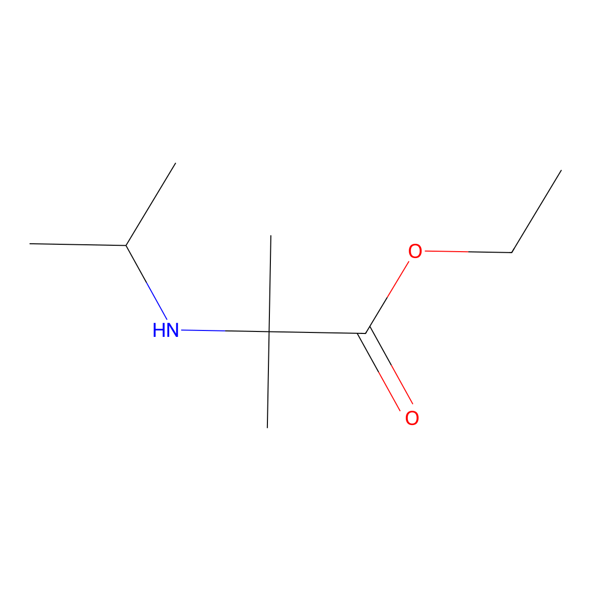 Ethyl 2-methyl-2-[(propan-2-yl)amino]propanoate molecular structure, CAS 1182430-53-0
