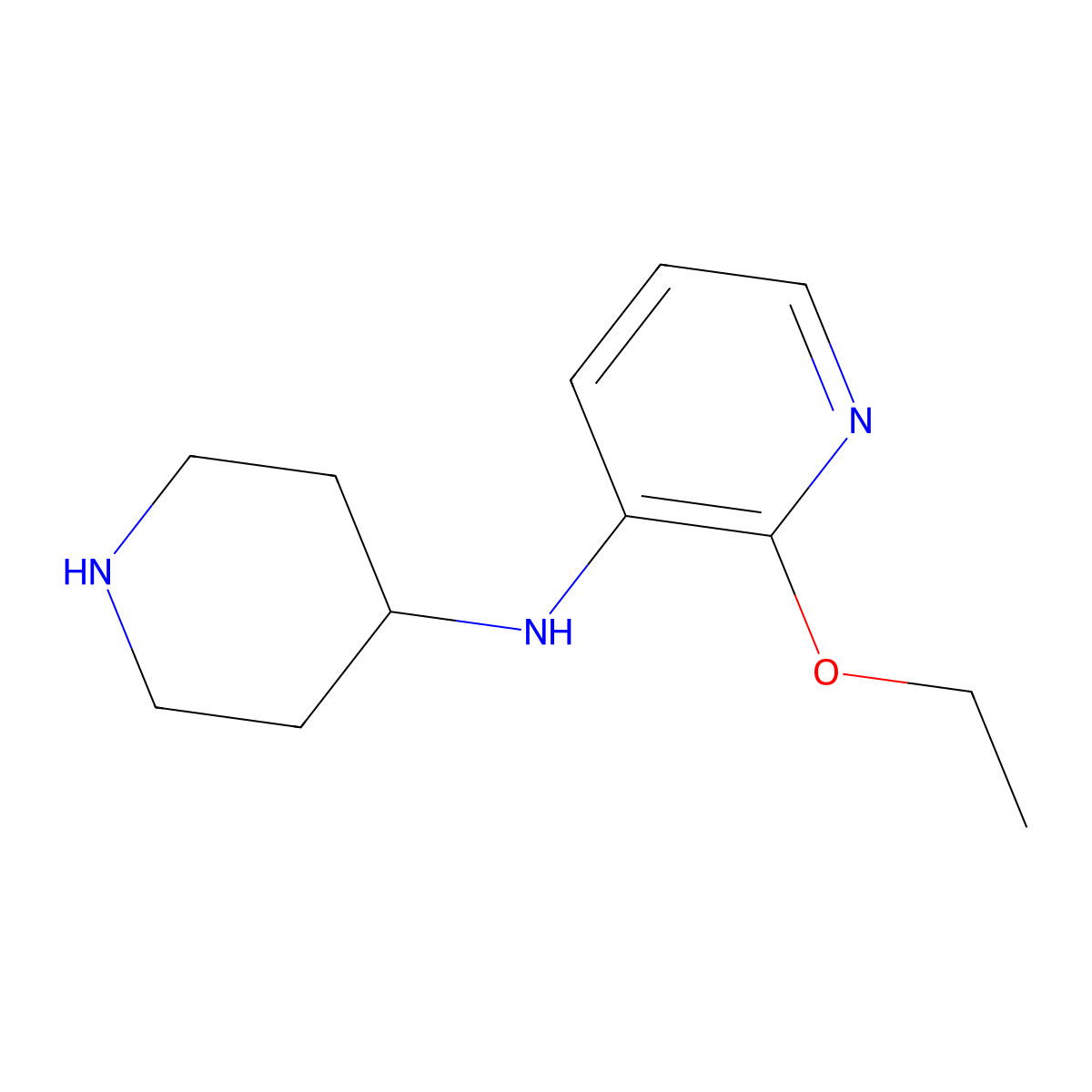 2-ethoxy-N-piperidin-4-ylpyridin-3-amine molecular structure, CAS 1182438-03-4