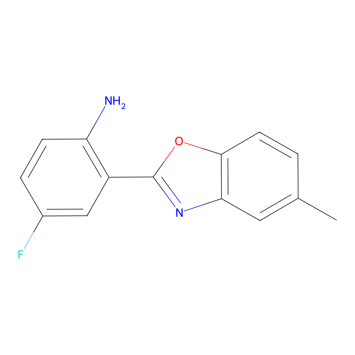 4-Fluoro-2-(5-methyl-2-benzoxazolyl)benzenamine molecular structure, CAS 1182441-23-1