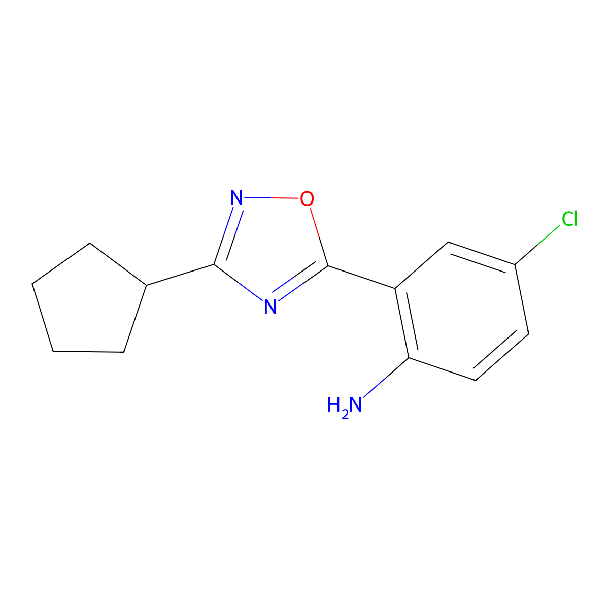 4-Chloro-2-(3-cyclopentyl-1,2,4-oxadiazol-5-yl)aniline molecular structure, CAS 1182447-14-8