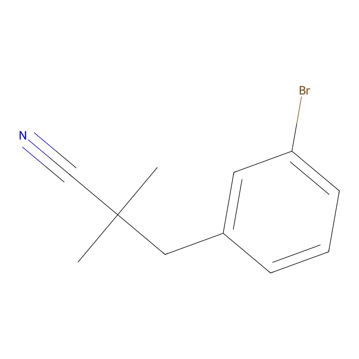 3-(3-Bromophenyl)-2,2-dimethylpropanenitrile molecular structure, CAS 118255-97-3