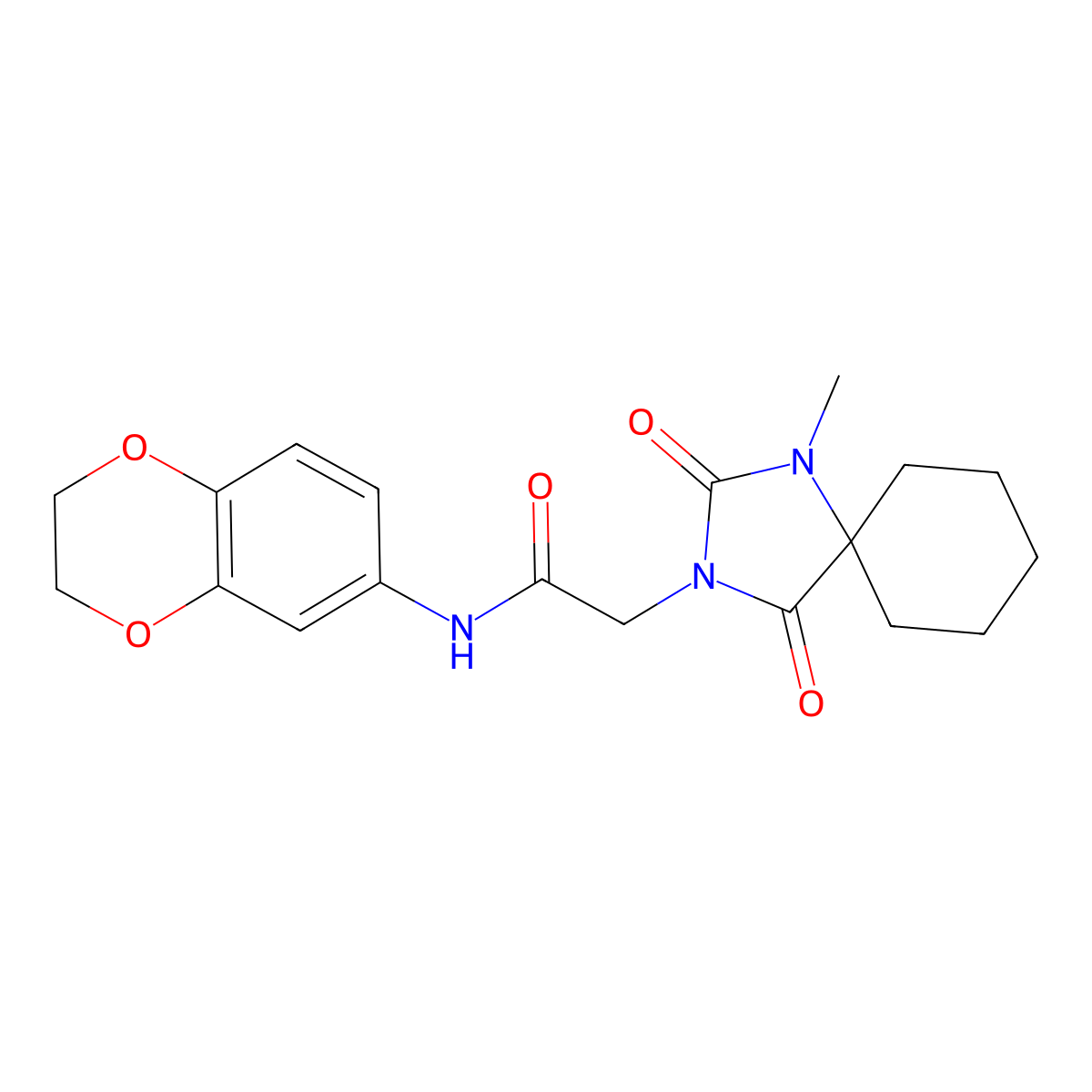 N-(2,3-dihydro-1,4-benzodioxin-6-yl)-2-(1-methyl-2,4-dioxo-1,3-diazaspiro[4.5]dec-3-yl)acetamide molecular structure, CAS 1182597-52-9
