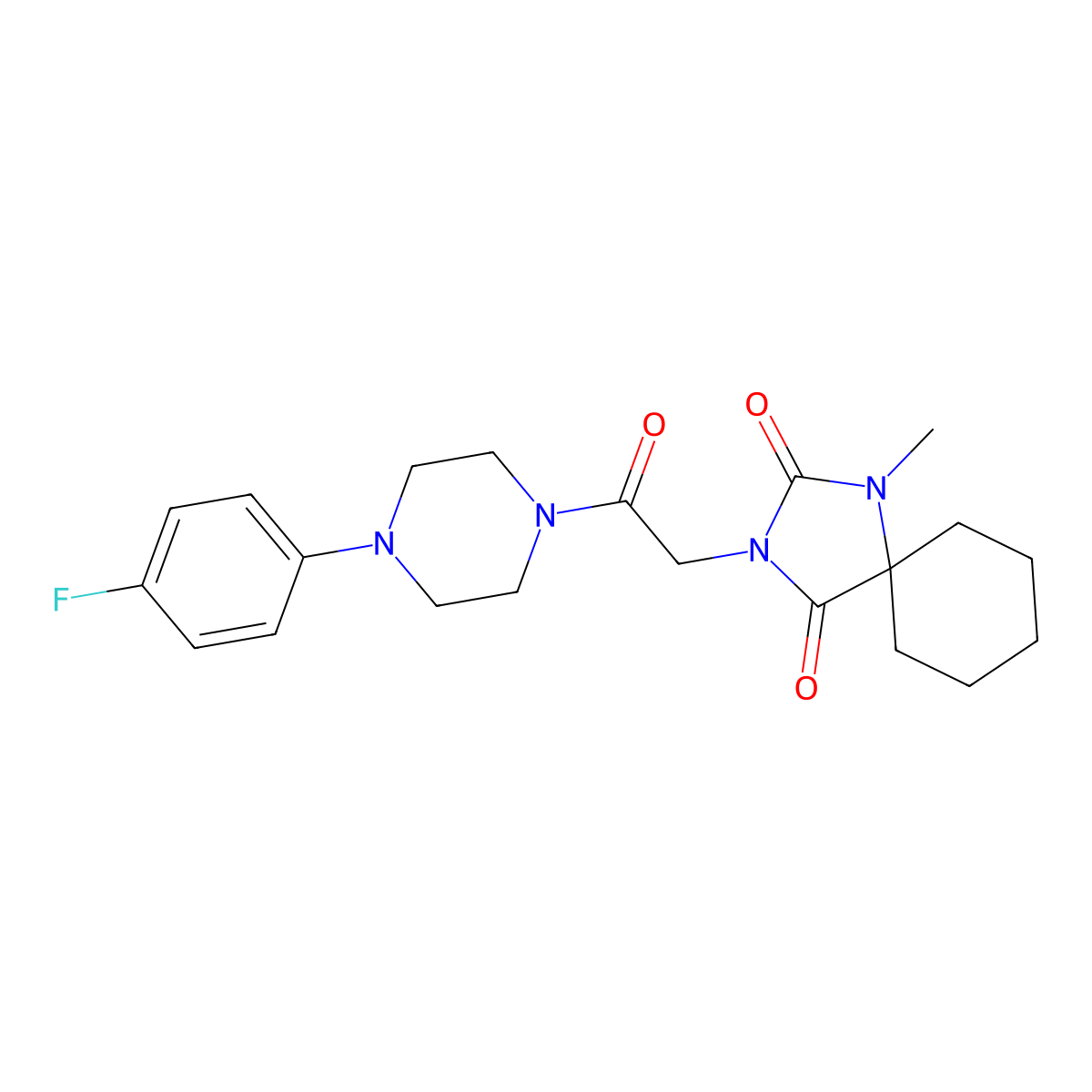 3-{2-[4-(4-Fluorophenyl)piperazin-1-yl]-2-oxoethyl}-1-methyl-1,3-diazaspiro[4.5]decane-2,4-dione molecular structure, CAS 1182688-55-6