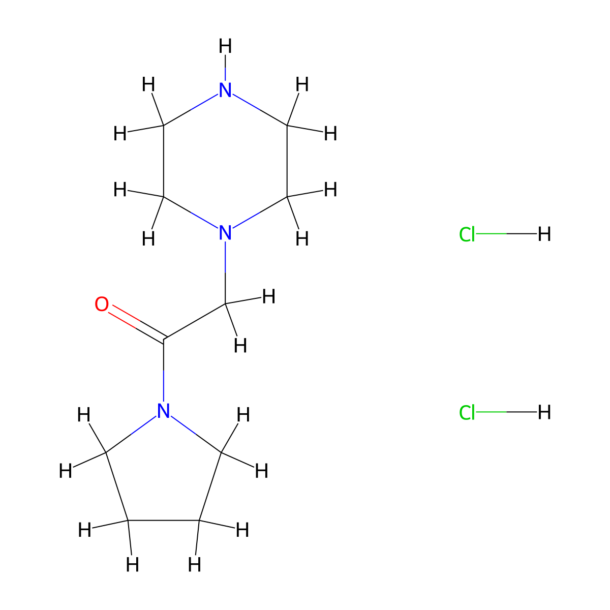 2-(Piperazin-1-yl)-1-(pyrrolidin-1-yl)ethan-1-one dihydrochloride molecular structure, CAS 1182708-84-4