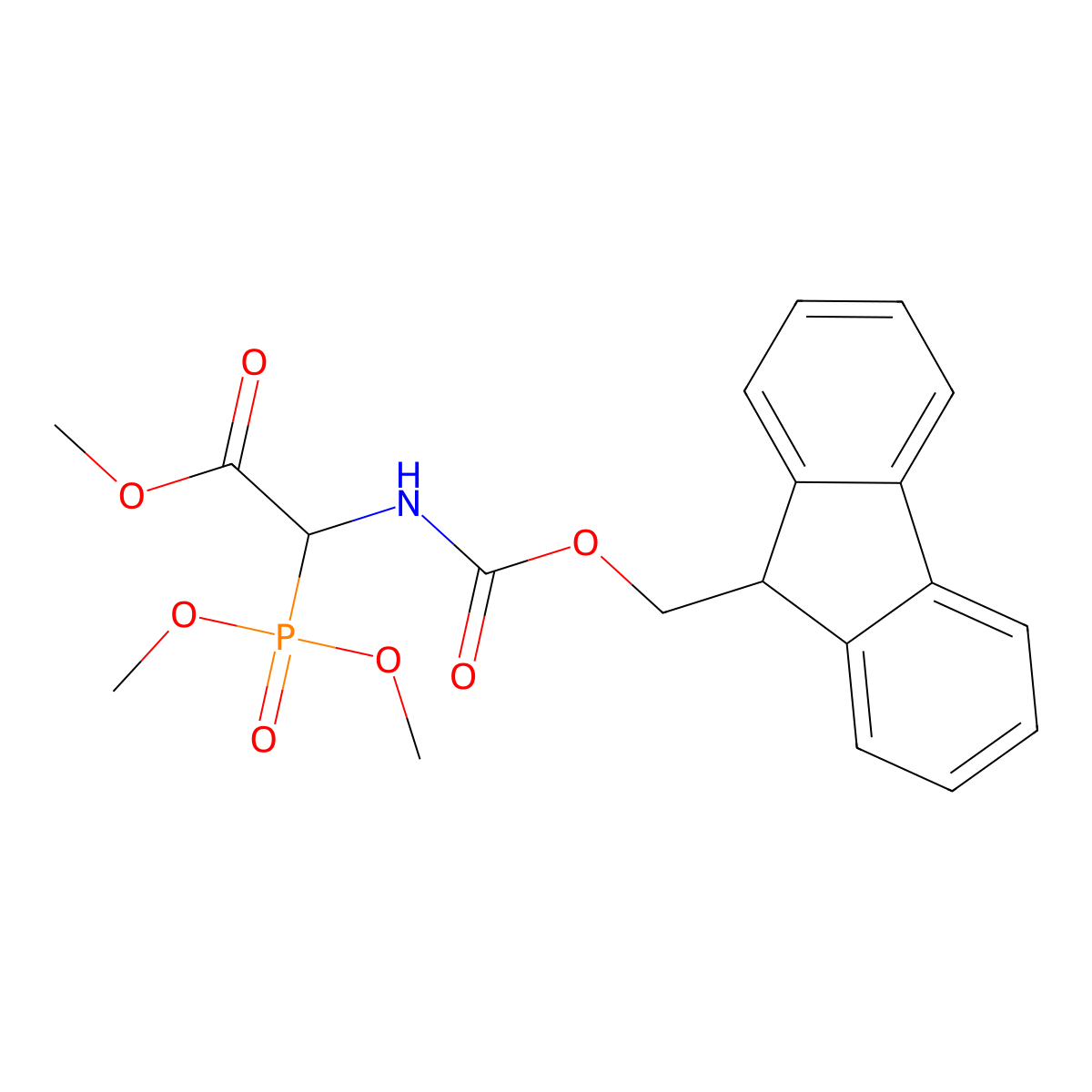 methyl 2-dimethoxyphosphoryl-2-(9H-fluoren-9-ylmethoxycarbonylamino)acetate molecular structure, CAS 1182708-98-0