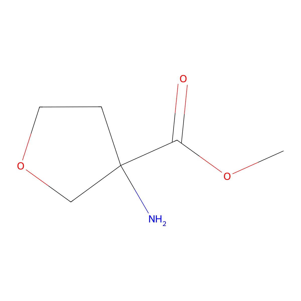 Methyl 3-aminooxolane-3-carboxylate molecular structure, CAS 1182717-26-5