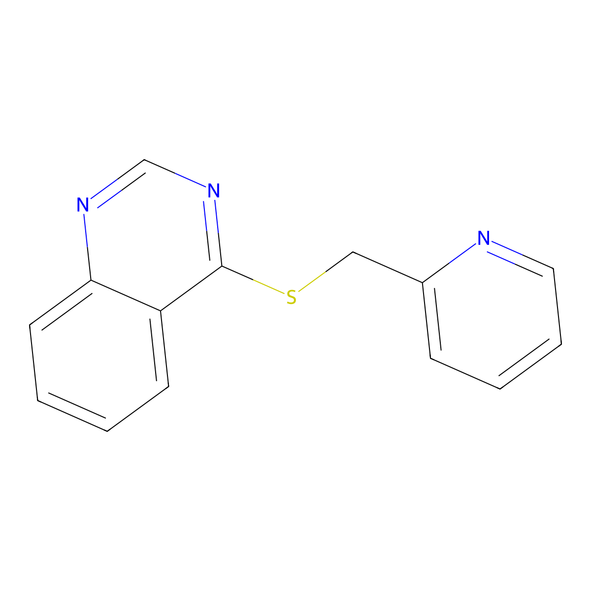 Quinazoline, 4-((2-pyridinylmethyl)thio)- molecular structure, CAS 118272-55-2