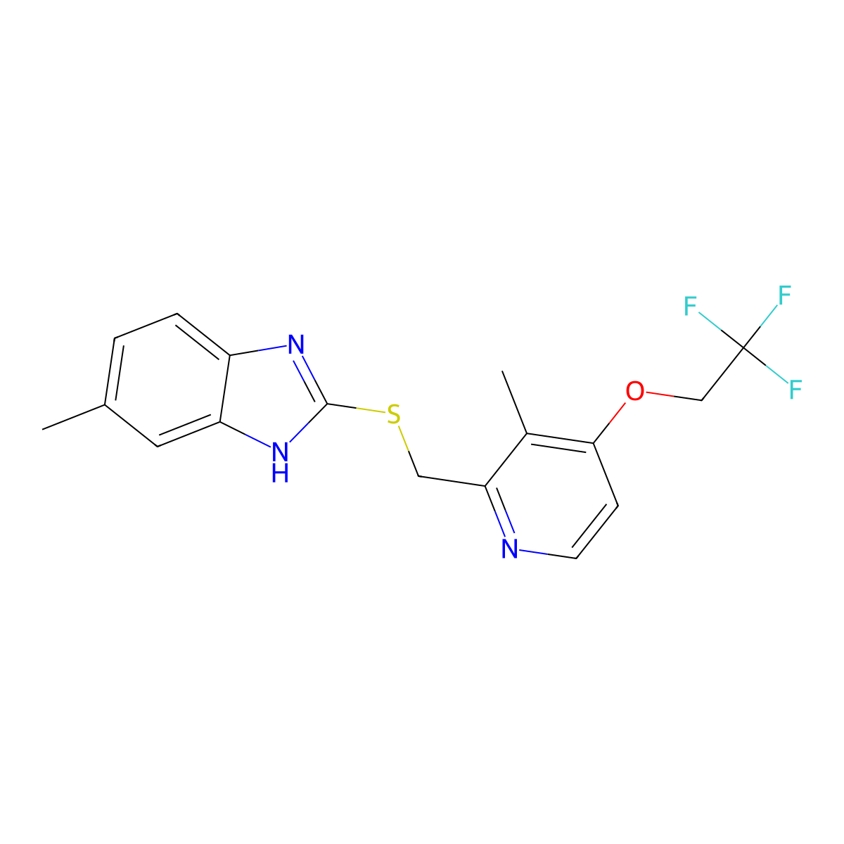 6-Methyl-2-(((3-methyl-4-(2,2,2-trifluoroethoxy)pyridin-2-yl)methyl)thio)-1H-benzo[d]imidazole molecular structure, CAS 1182733-62-5
