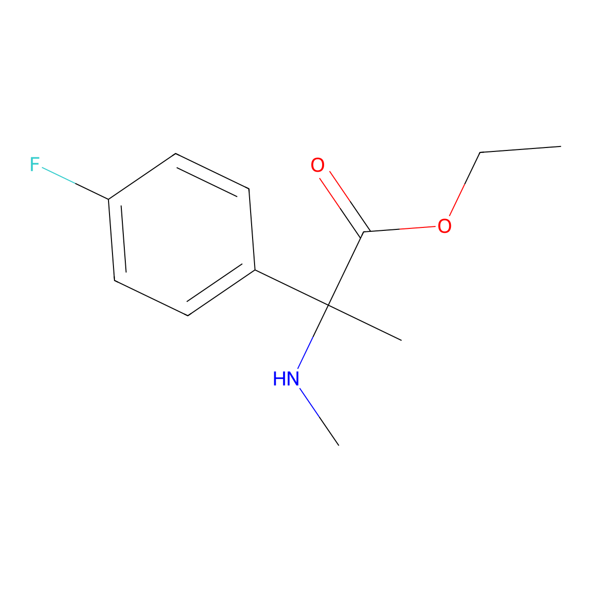 Ethyl 2-(4-fluorophenyl)-2-(methylamino)propanoate molecular structure, CAS 1182742-60-4