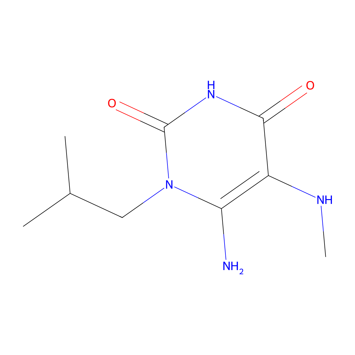 6-Amino-1-isobutyl-5-(methylamino)pyrimidine-2,4(1H,3H)-dione molecular structure, CAS 1182745-30-7