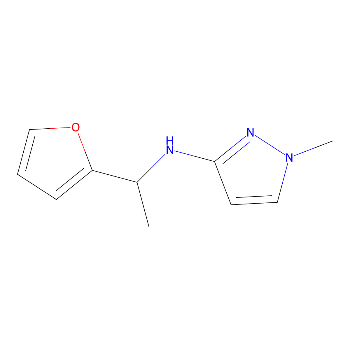 N-[1-(furan-2-yl)ethyl]-1-methyl-1H-pyrazol-3-amine molecular structure, CAS 1182751-05-8