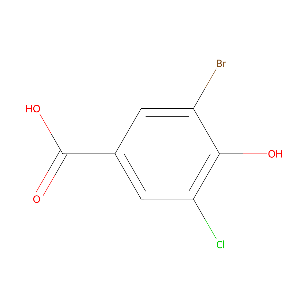 3-Bromo-5-chloro-4-hydroxybenzoic acid molecular structure, CAS 118276-15-6