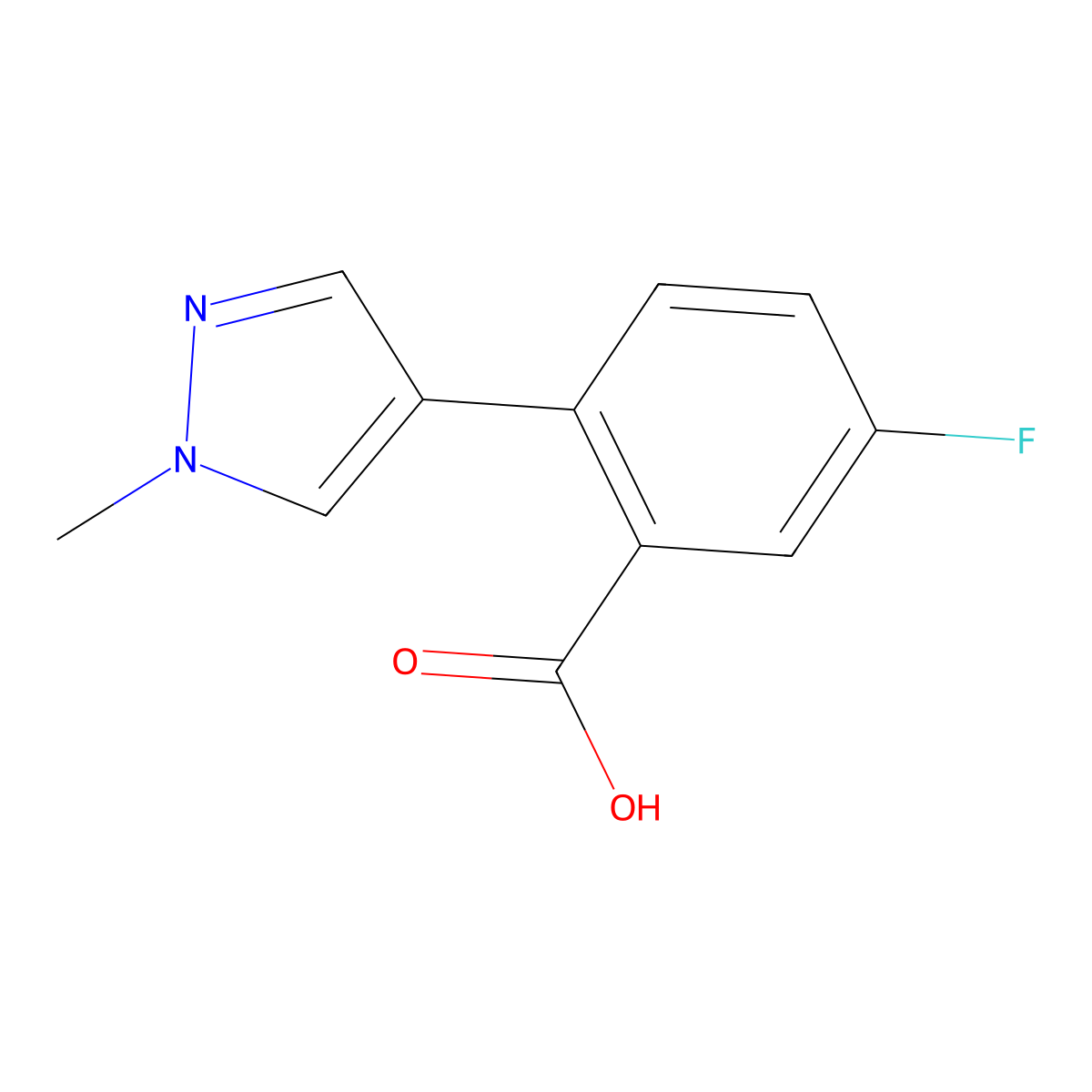 5-fluoro-2-(1-methyl-1H-pyrazol-4-yl)benzoic acid molecular structure, CAS 1182763-19-4