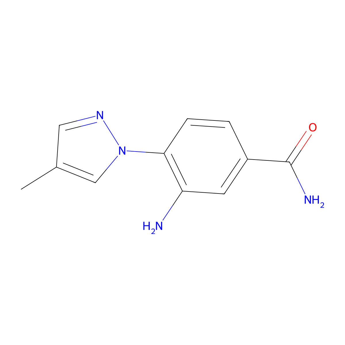 3-amino-4-(4-methyl-1H-pyrazol-1-yl)benzamide molecular structure, CAS 1182766-09-1