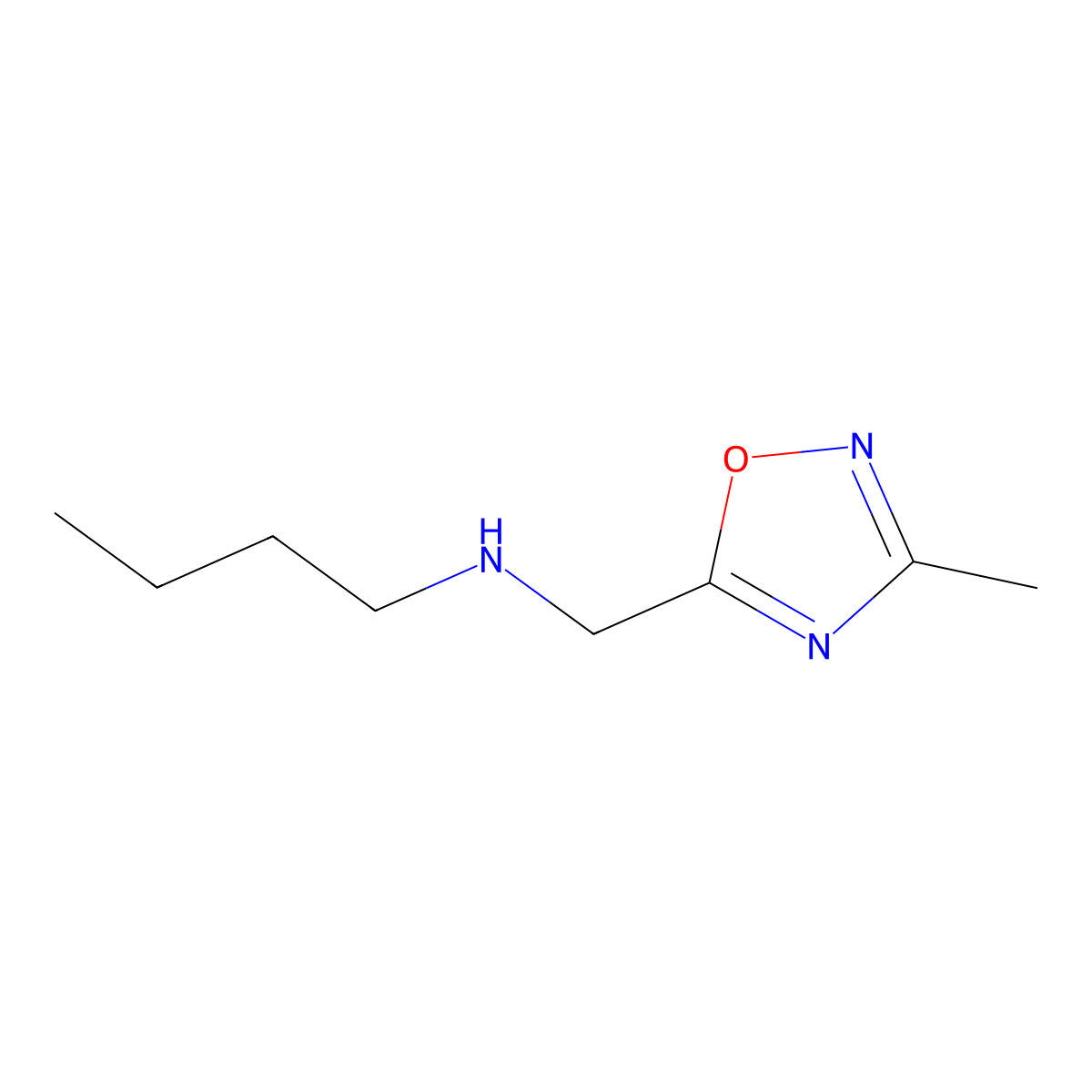 Butyl[(3-methyl-1,2,4-oxadiazol-5-yl)methyl]amine molecular structure, CAS 1182768-76-8