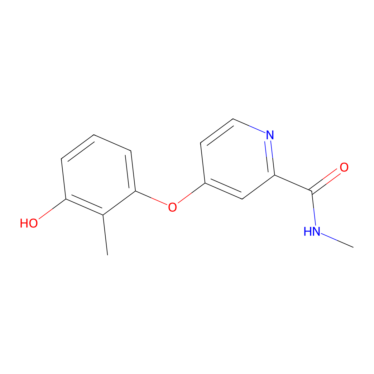 4-(3-hydroxy-2-methylphenoxy)-N-methylpyridine-2-carboxamide molecular structure, CAS 1182772-01-5