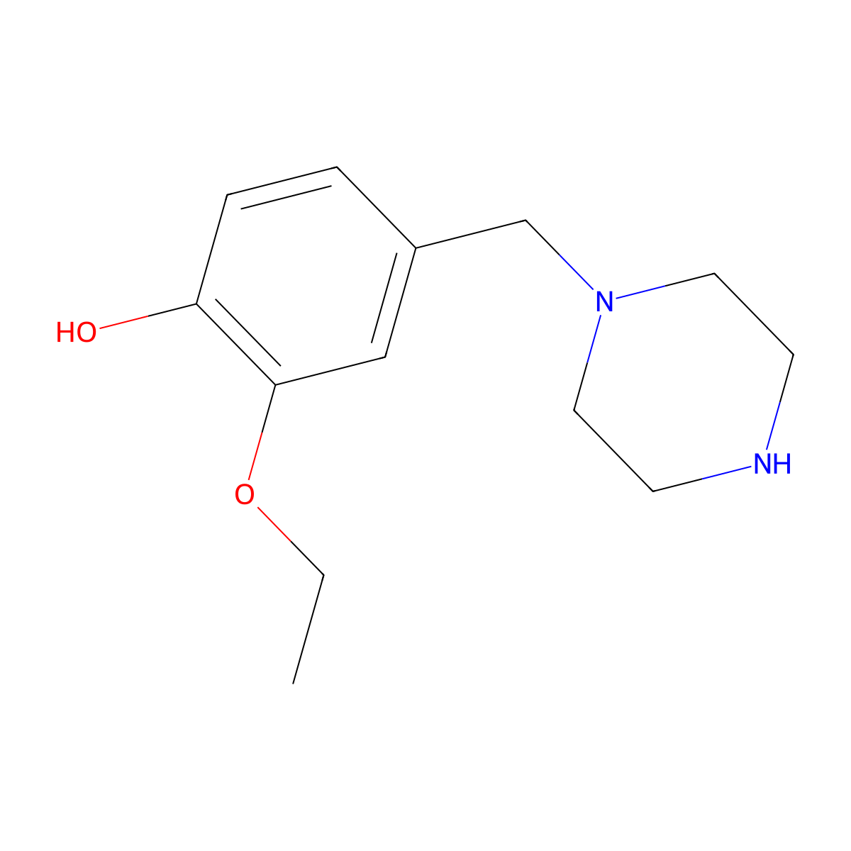 2-Ethoxy-4-(piperazin-1-ylmethyl)phenol molecular structure, CAS 1182780-33-1