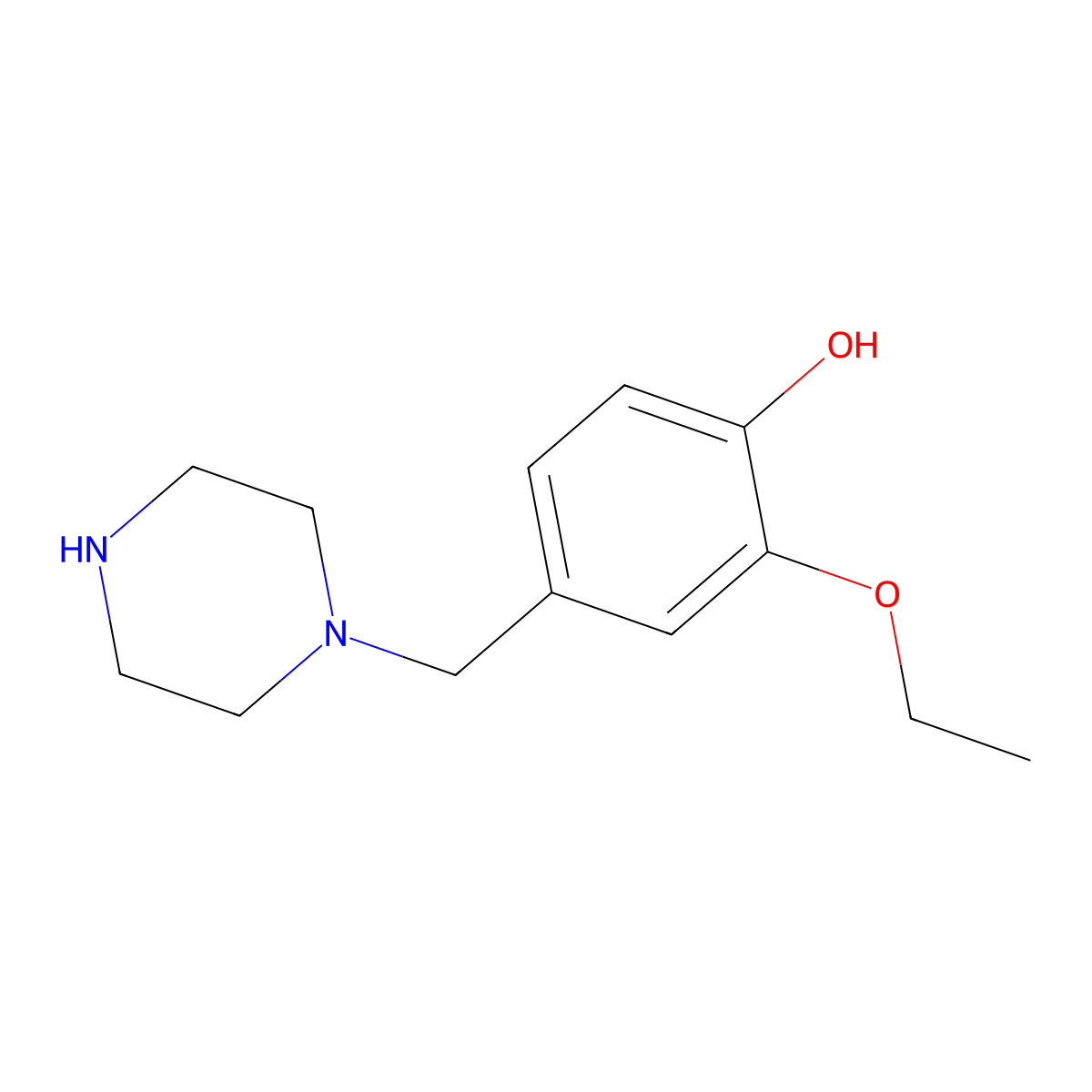 2-Ethoxy-4-(piperazin-1-ylmethyl)phenol molecular structure, CAS 1182780-33-1