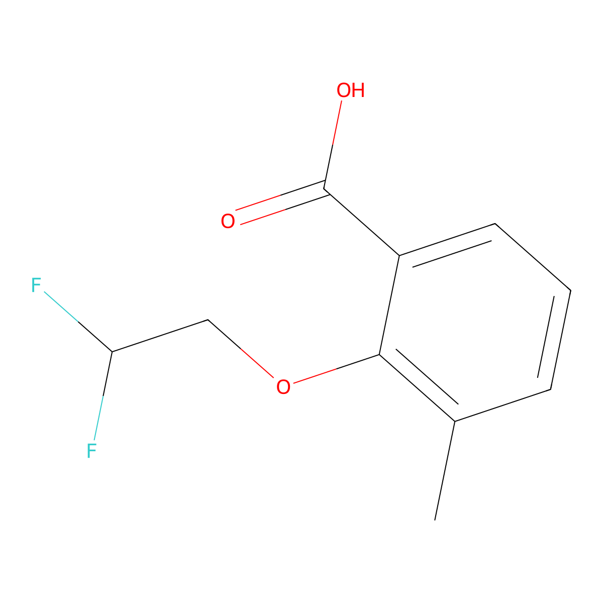 2-(2,2-Difluoroethoxy)-3-methylbenzoic acid molecular structure, CAS 1182785-76-7