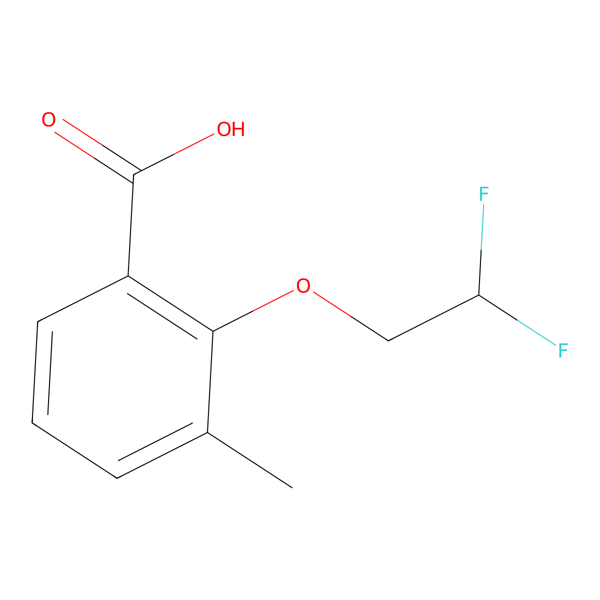 2-(2,2-Difluoroethoxy)-3-methylbenzoic acid molecular structure, CAS 1182785-76-7
