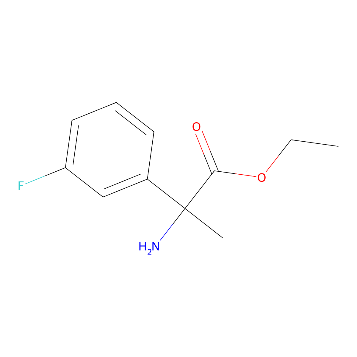 Ethyl 2-amino-2-(3-fluorophenyl)propanoate molecular structure, CAS 1182790-60-8