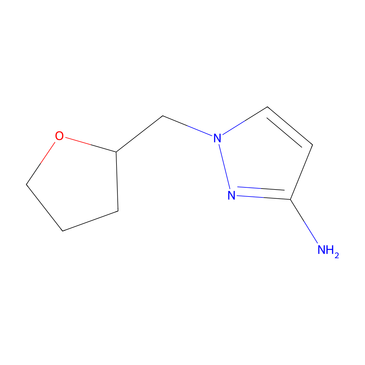1-[(oxolan-2-yl)methyl]-1H-pyrazol-3-amine molecular structure, CAS 1182793-92-5