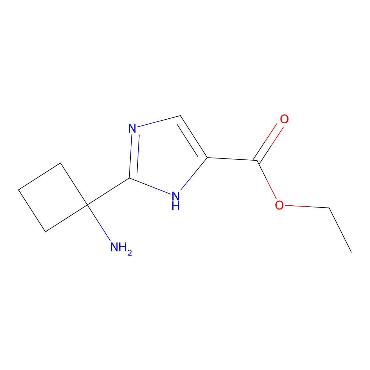 ethyl 2-(1-aminocyclobutyl)-1H-imidazole-4-carboxylate molecular structure, CAS 1182804-70-1