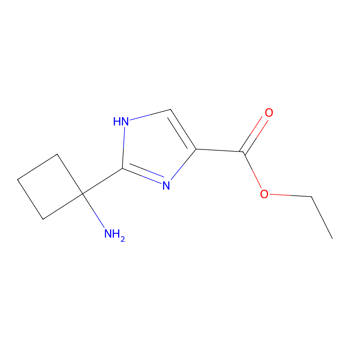 ethyl 2-(1-aminocyclobutyl)-1H-imidazole-4-carboxylate molecular structure, CAS 1182804-70-1