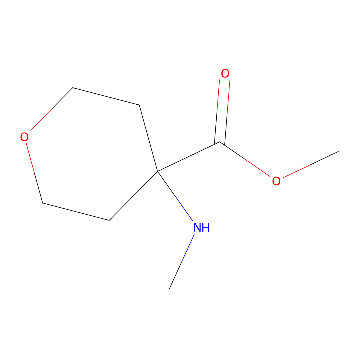 Methyl 4-(methylamino)oxane-4-carboxylate molecular structure, CAS 1182815-45-7
