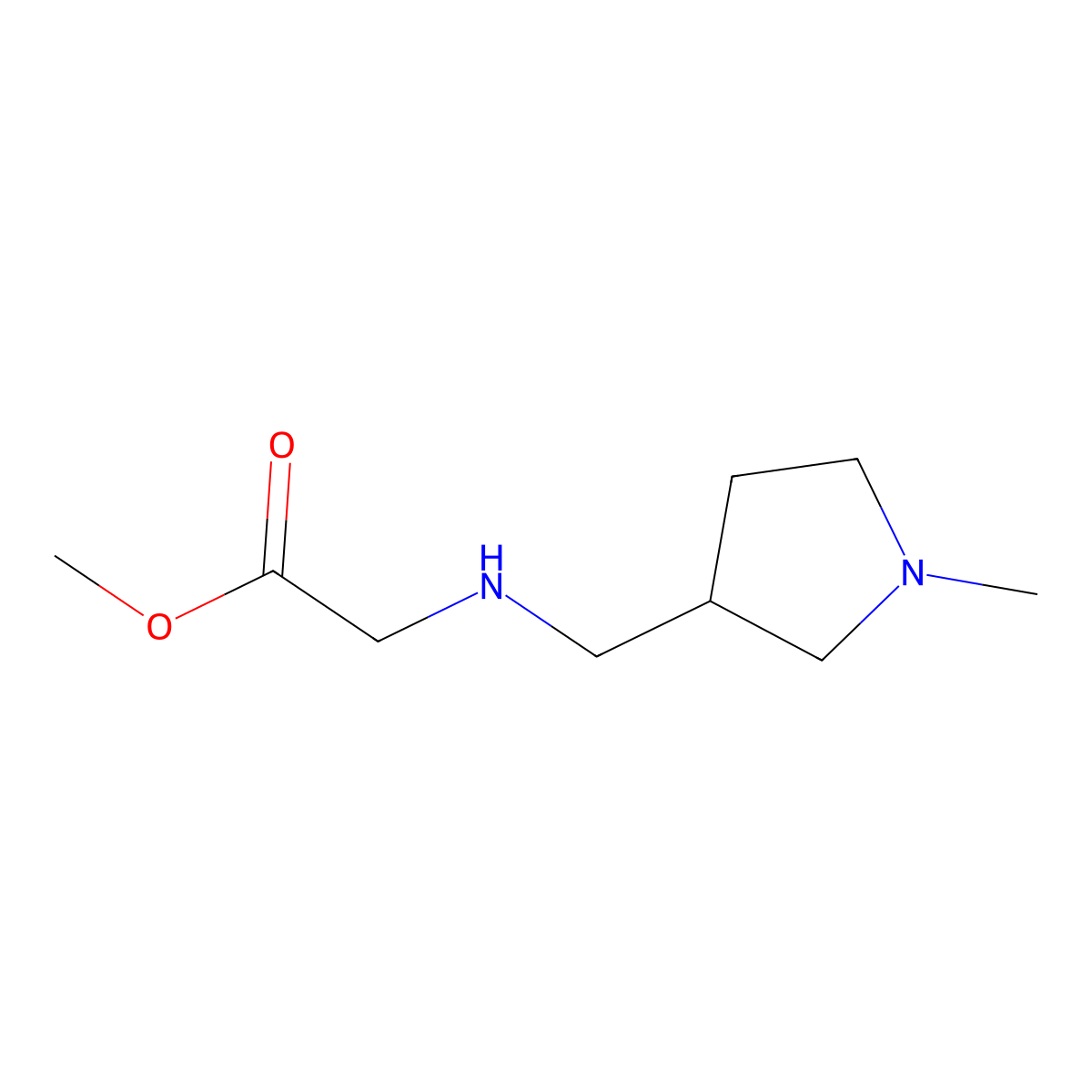 Methyl 2-{[(1-methylpyrrolidin-3-yl)methyl]amino}acetate molecular structure, CAS 1182821-53-9
