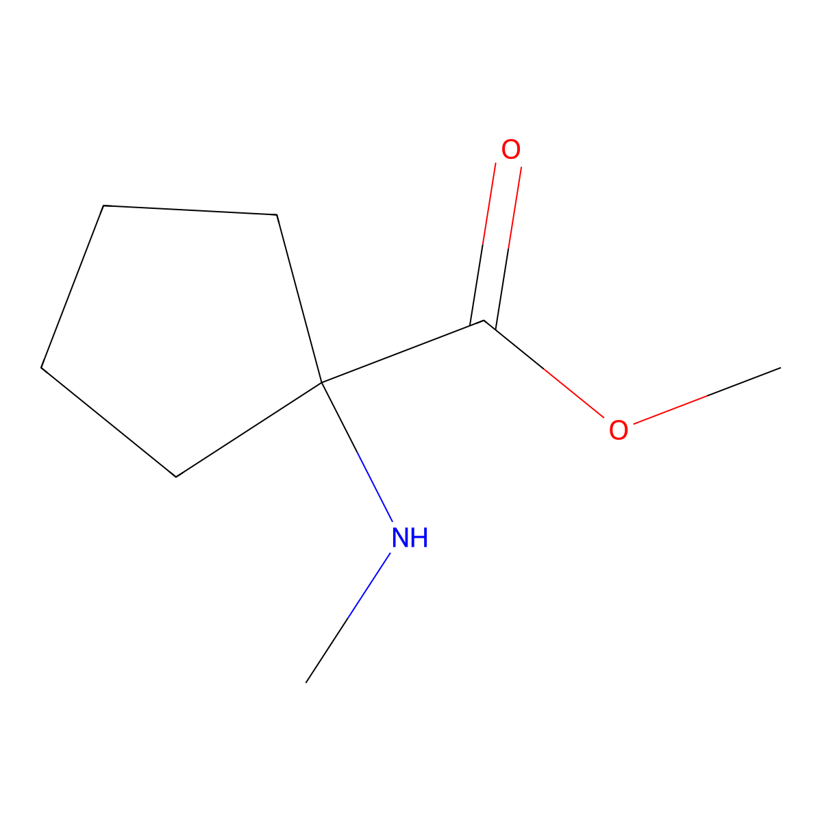 Methyl 1-(methylamino)cyclopentane-1-carboxylate molecular structure, CAS 1182827-13-9