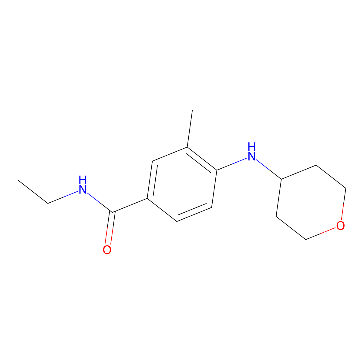 N-ethyl-3-methyl-4-[(oxan-4-yl)amino]benzamide molecular structure, CAS 1182835-67-1