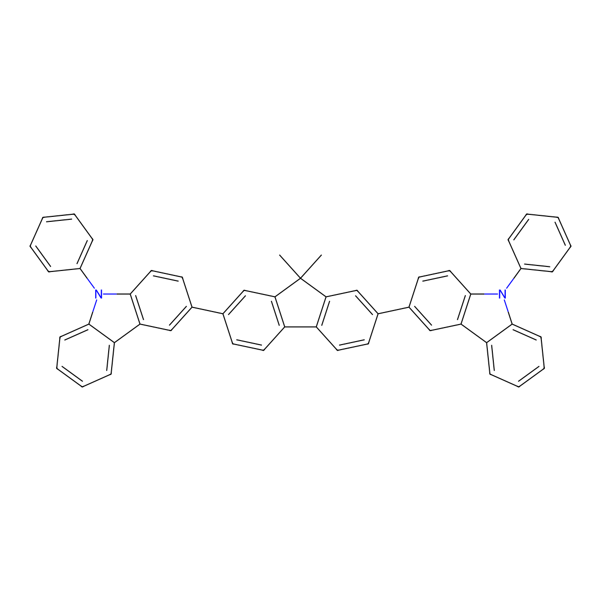 3,3'-(9,9-Dimethyl-9H-fluorene-2,7-diyl)bis(9-phenyl-9H-carbazole) molecular structure, CAS 1182844-38-7