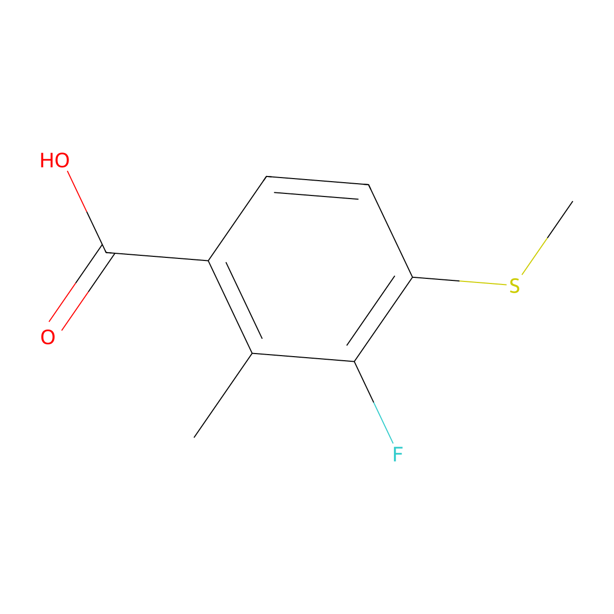 3-Fluoro-2-methyl-4-(methylthio)benzoic acid molecular structure, CAS 118287-06-2