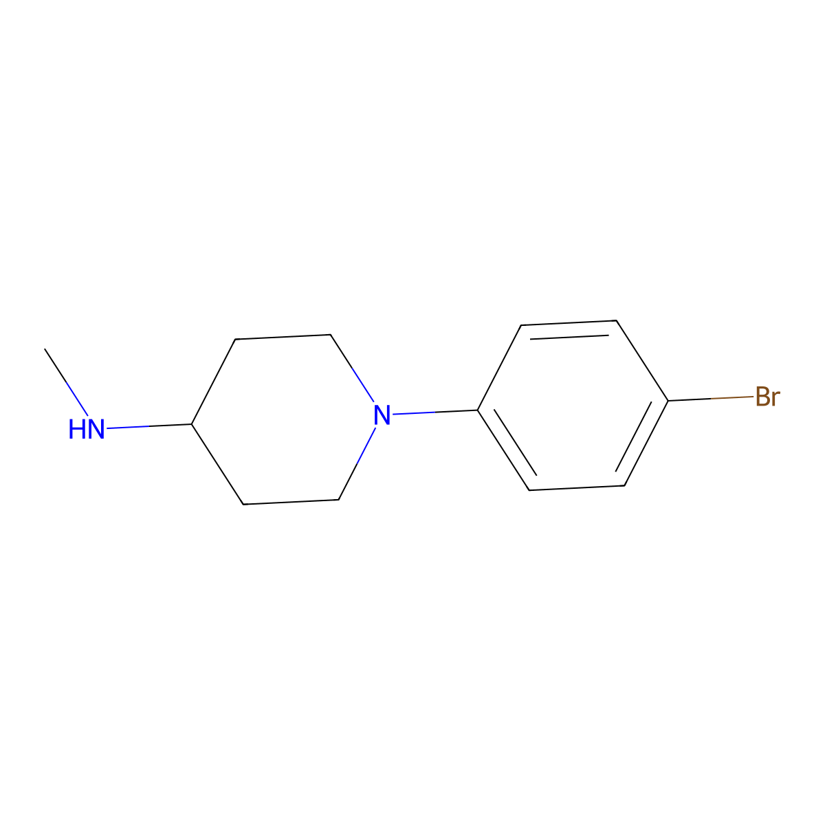 1-(4-bromophenyl)-N-methylpiperidin-4-amine molecular structure, CAS 1182876-48-7