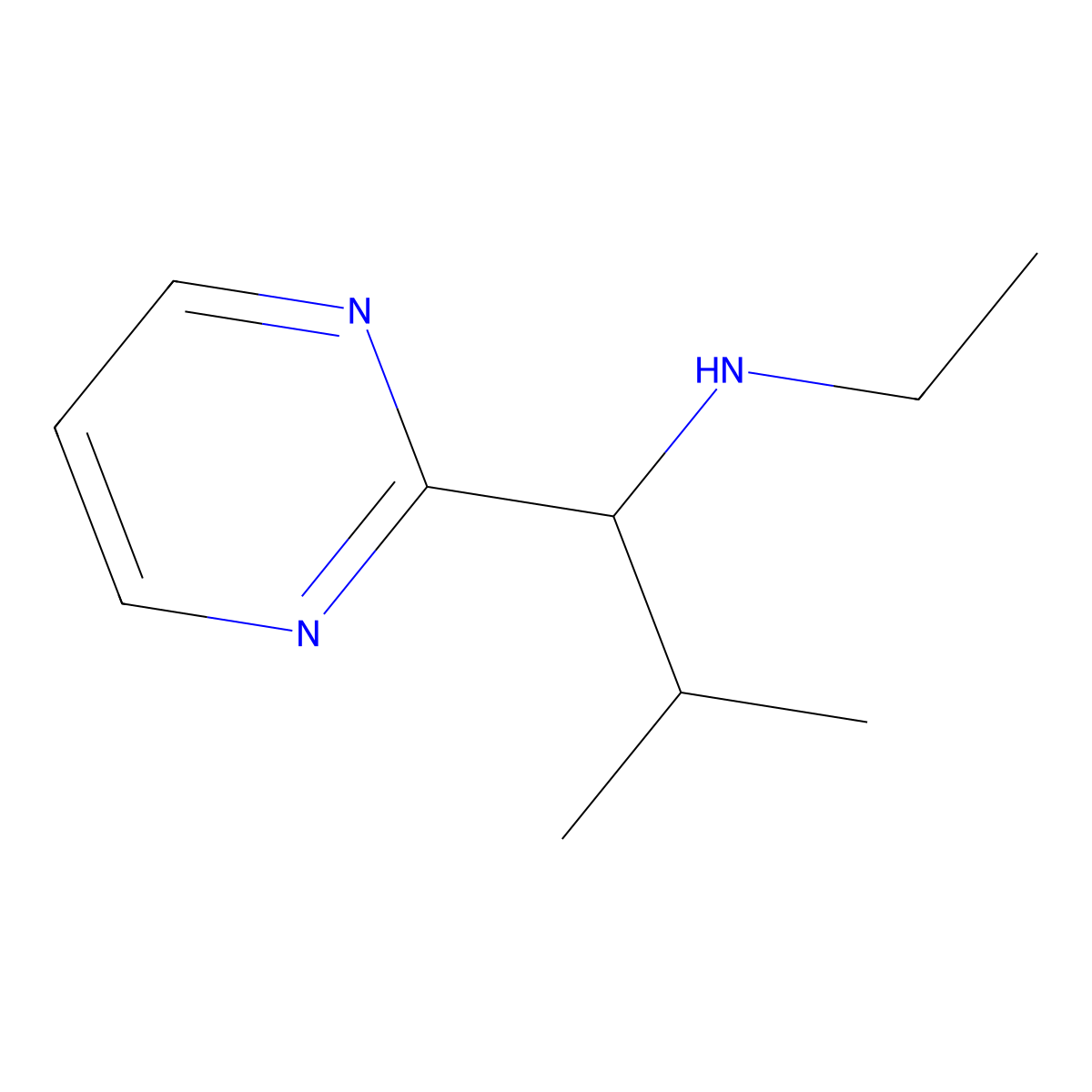 n-Ethyl-2-methyl-1-(pyrimidin-2-yl)propan-1-amine molecular structure, CAS 1182878-06-3