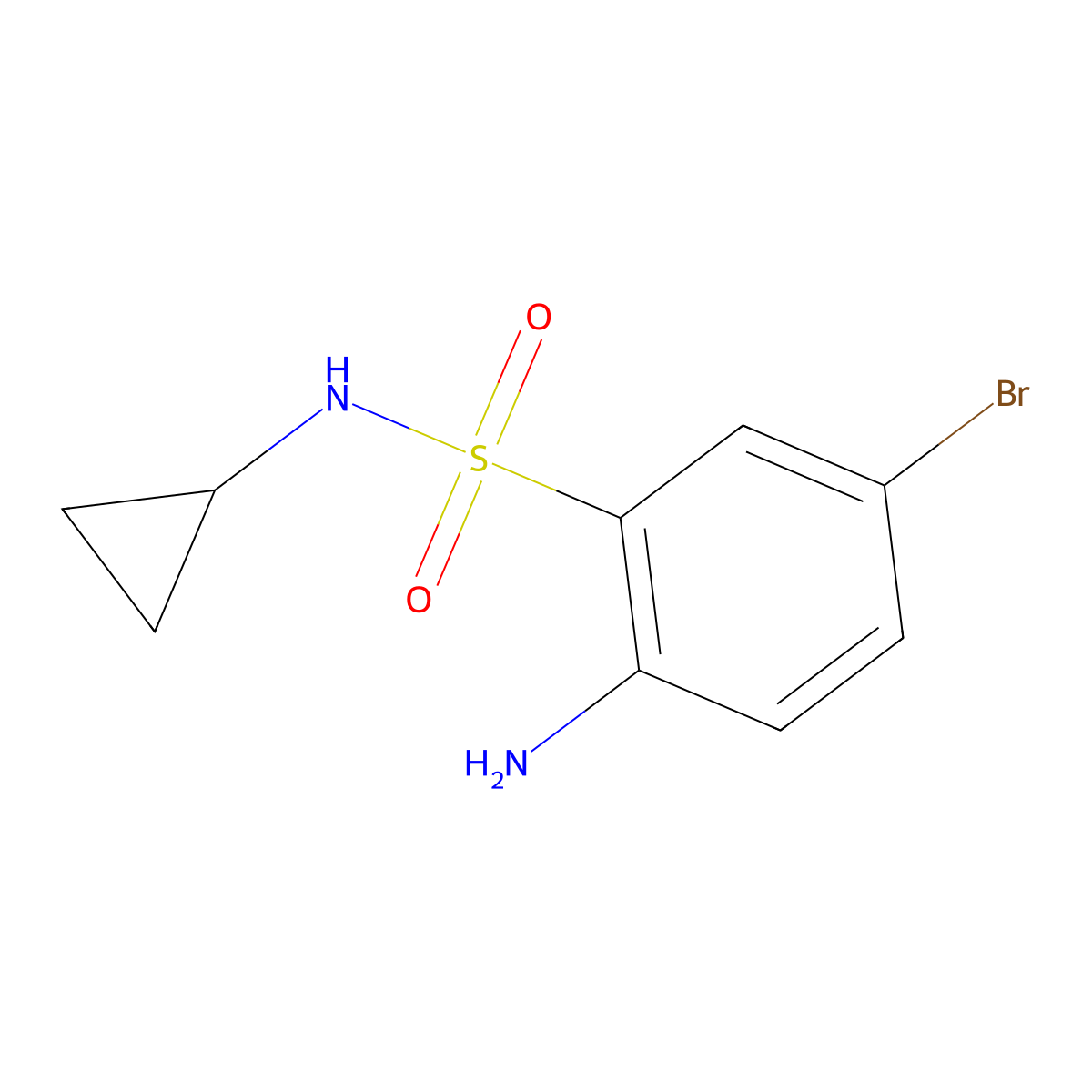 2-amino-5-bromo-N-cyclopropylbenzene-1-sulfonamide molecular structure, CAS 1182897-22-8
