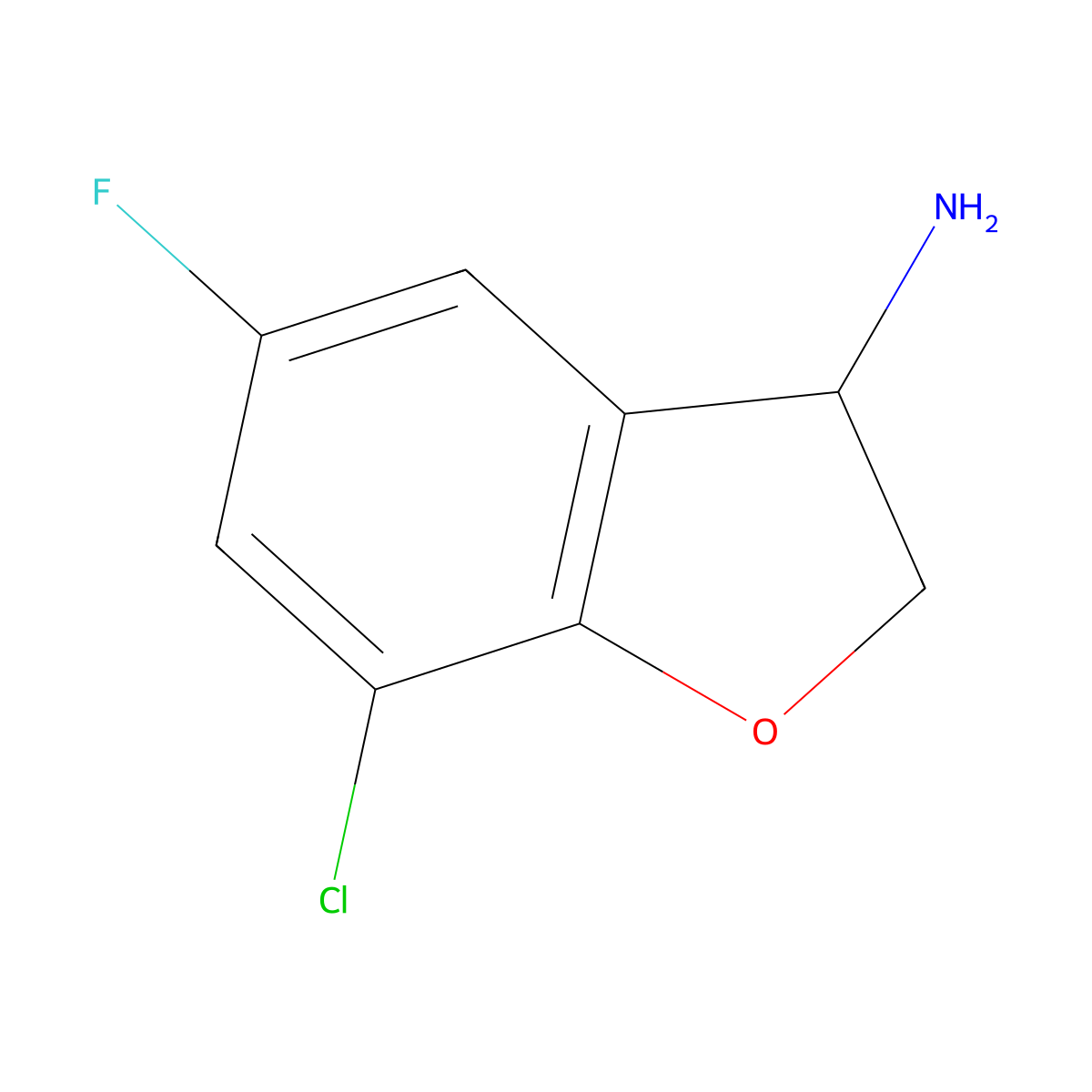 7-Chloro-5-fluoro-2,3-dihydro-1-benzofuran-3-amine molecular structure, CAS 1182897-84-2