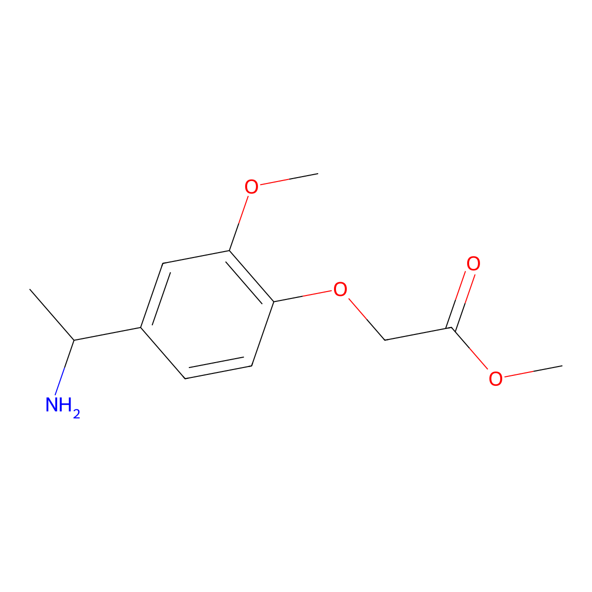 Methyl 2-[4-(1-aminoethyl)-2-methoxyphenoxy]acetate molecular structure, CAS 1182898-01-6