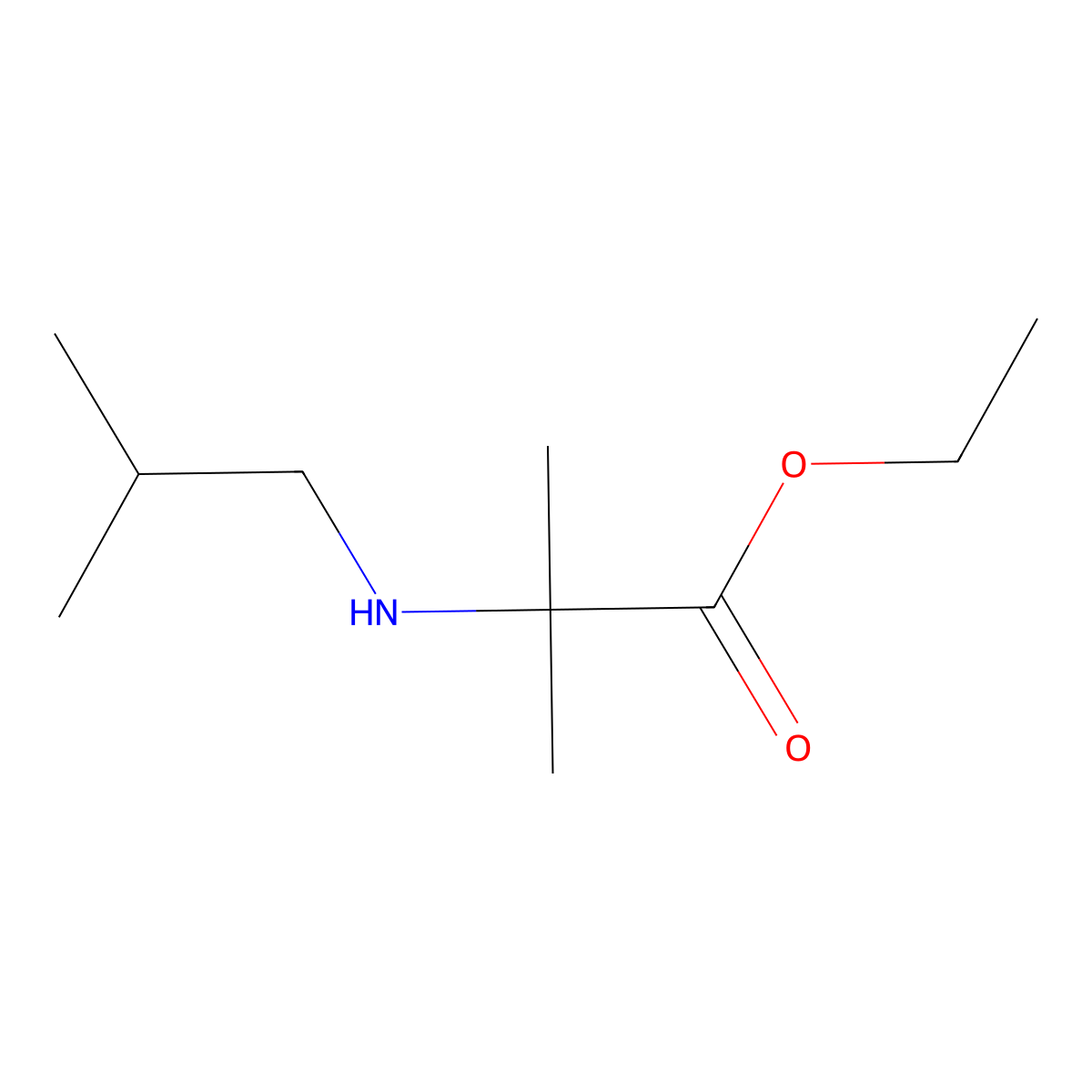 Ethyl 2-(isobutylamino)-2-methylpropanoate molecular structure, CAS 1182908-25-3