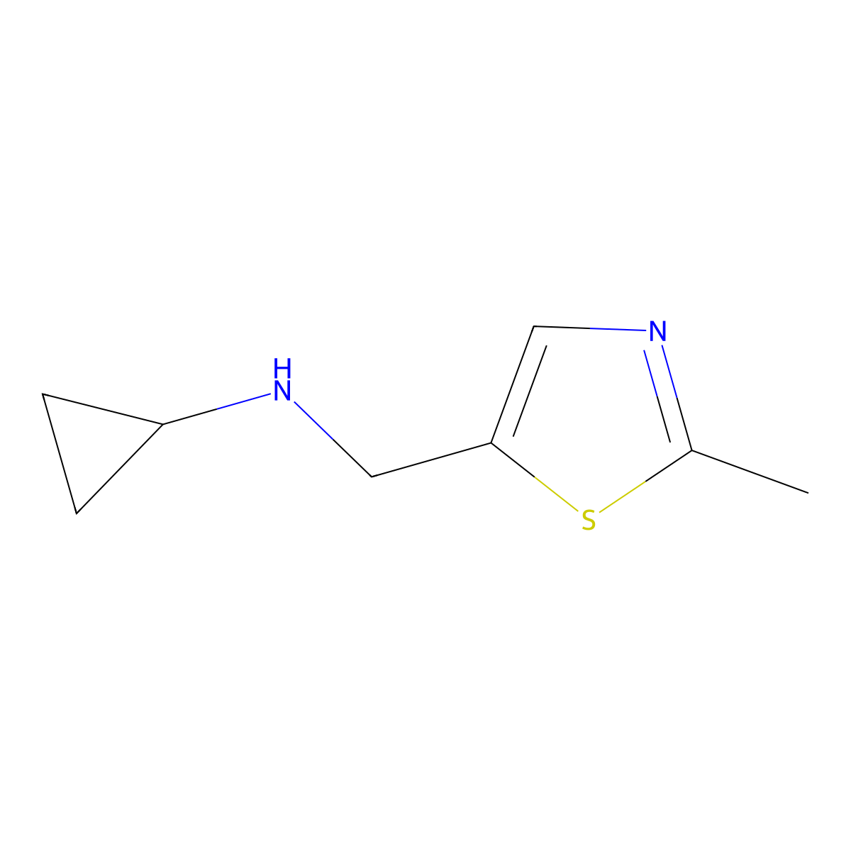 n-((2-Methylthiazol-5-yl)methyl)cyclopropanamine molecular structure, CAS 1182911-99-4