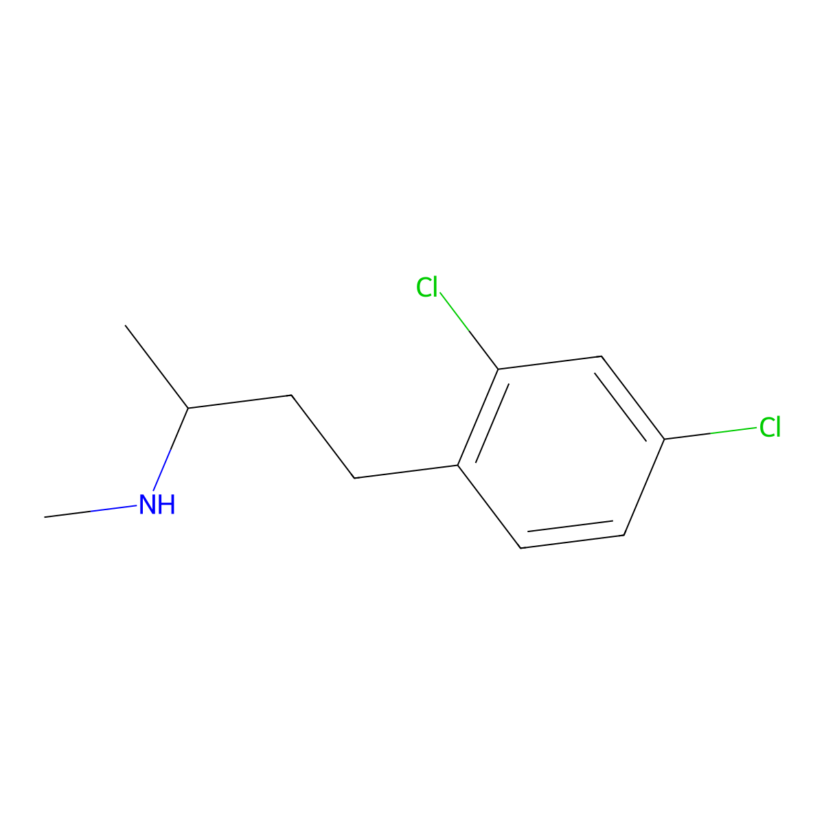 4-(2,4-dichlorophenyl)-N-methylbutan-2-amine molecular structure, CAS 1182913-75-2