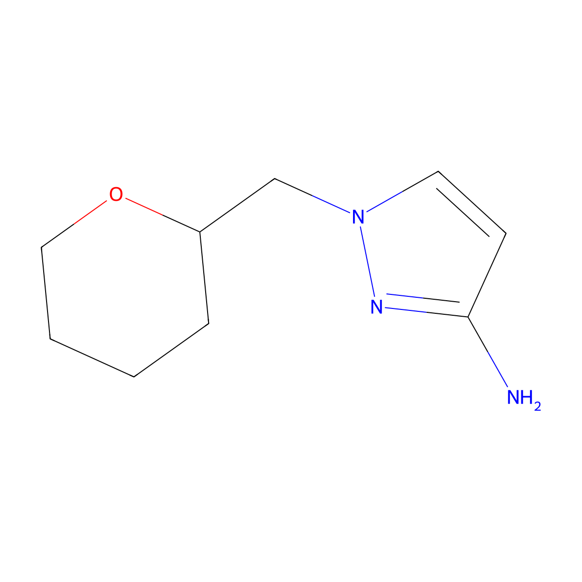 1-[(oxan-2-yl)methyl]-1H-pyrazol-3-amine molecular structure, CAS 1182917-73-2