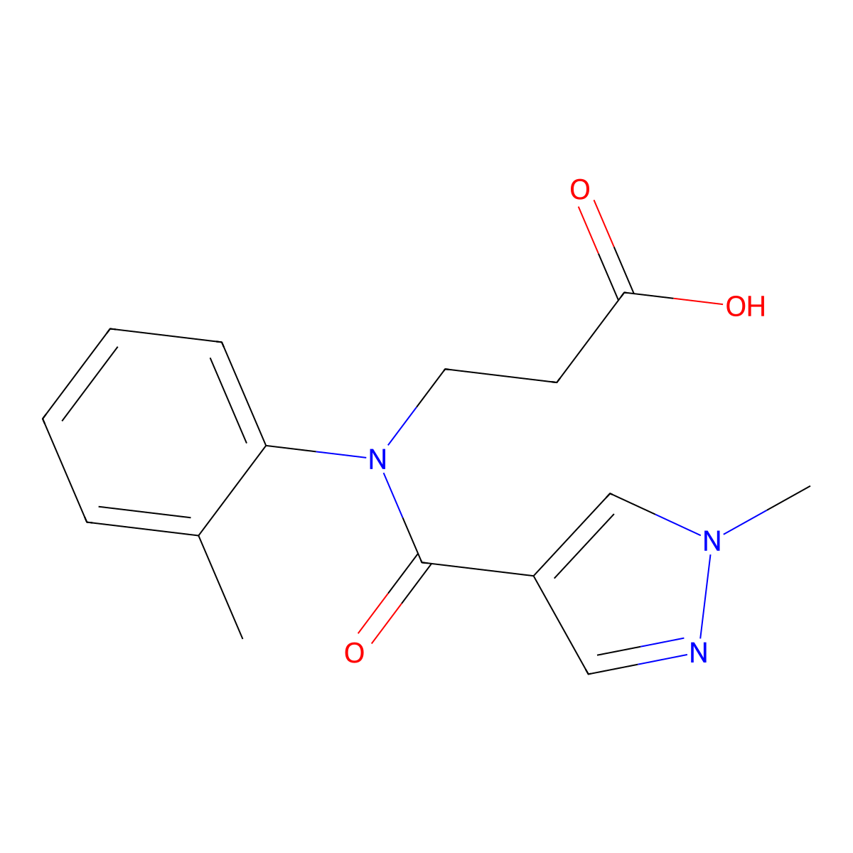 3-[1-(1-methyl-1H-pyrazol-4-yl)-N-(2-methylphenyl)formamido]propanoic acid molecular structure, CAS 1182918-27-9
