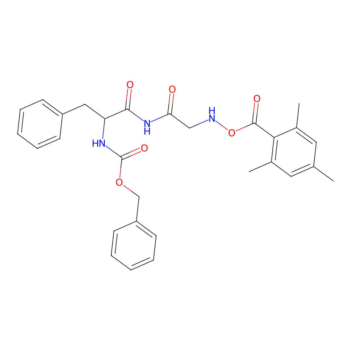 O-Mesitoyl N-benzyloxycarbonylphenylalanyl-glycine hydroxamate molecular structure, CAS 118292-30-1