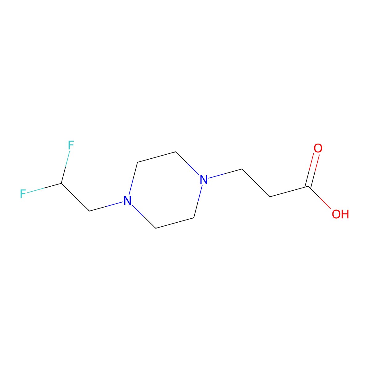 3-[4-(2,2-Difluoroethyl)piperazin-1-yl]propanoic acid molecular structure, CAS 1182922-40-2