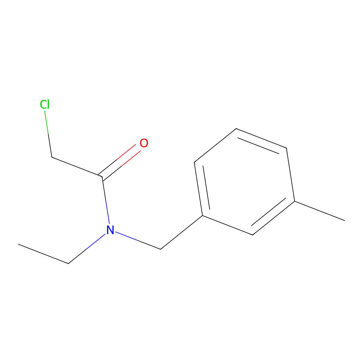 2-chloro-N-ethyl-N-((3-methylphenyl)methyl)acetamide molecular structure, CAS 1182926-93-7